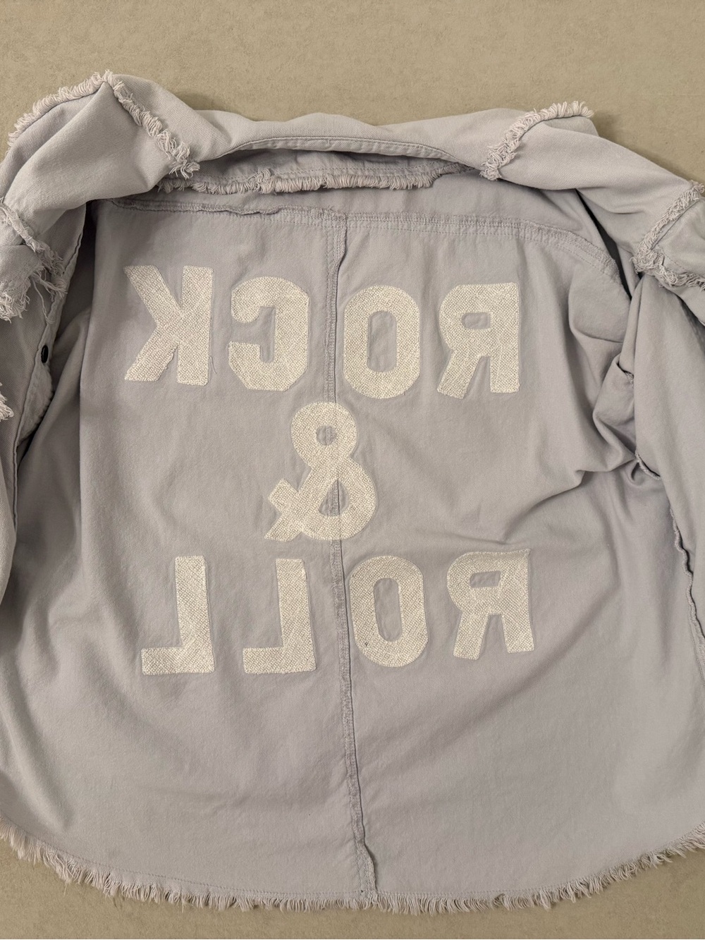 Elan Devan Rock & Roll Oversized Utility Shacket Gray Distressed Cotton Medium - Picture 13 of 16